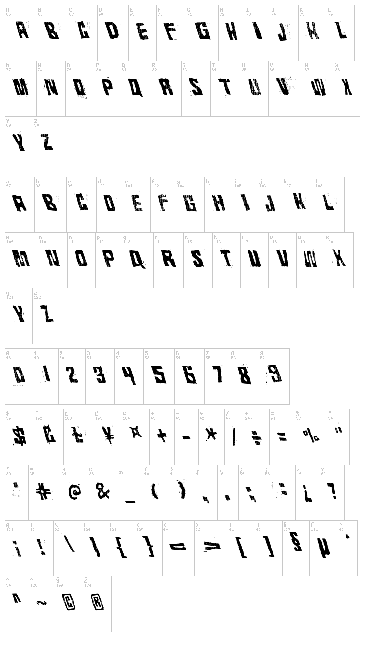 Rhythm Vino font map
